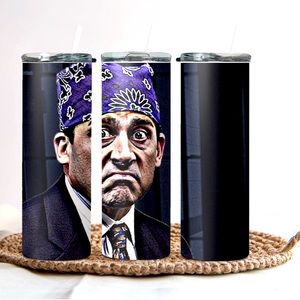 The Office inspired tumbler with lid and straw. Prison Mike.